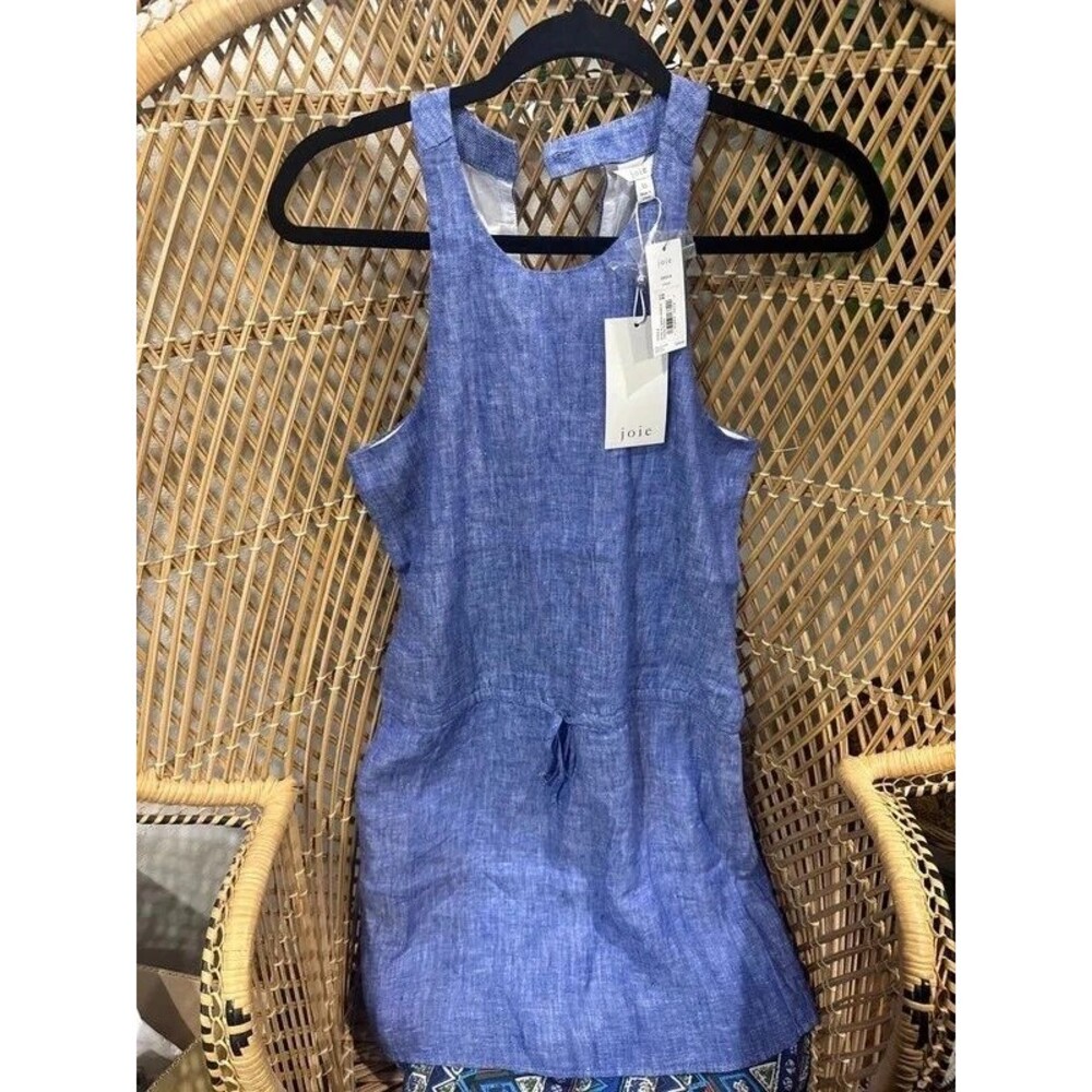 Joie Blue Linen Tie Waist Summer Dress
